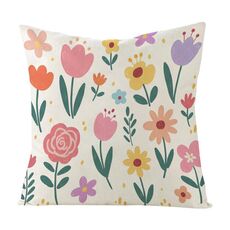 Cuscino per divano stampato con motivo a giardino colorato con stampa centrale su richiesta, dimensioni: 40x40 cm (lino bianco)