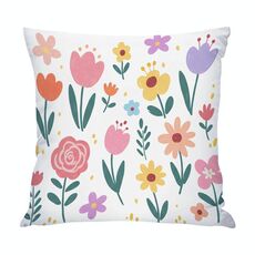 Cuscino per divano stampato con motivo a giardino colorato con stampa centrale su richiesta, dimensioni: 45x45 cm (raso brillante)