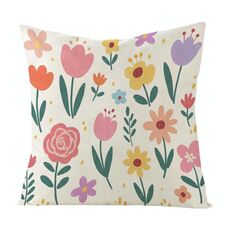 Cuscino per divano stampato con motivo a giardino colorato con stampa centrale su richiesta, dimensioni: 60x60 cm (lino bianco)