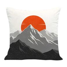 Cuscino per divano stampato Sunrise Mountain con stampa centrale su richiesta, dimensioni: 60x60 cm (velluto olandese)