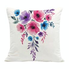 Cuscino per divano stampato con fiori ad acquerello con stampa centrale su richiesta, dimensioni: 60x60 cm (velluto olandese)