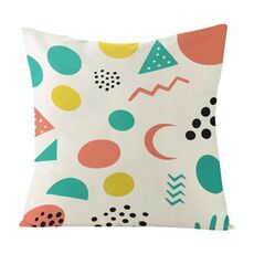 Cuscino per divano stampato con motivo geometrico con stampa centrale su richiesta, dimensioni: 35x35 cm (lino bianco)