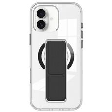 Per iPhone 16 Custodia per telefono con cinturino trasparente MagSafe (nero)