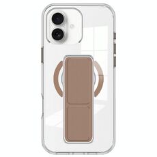 Per iPhone 16 Custodia per telefono con cinturino trasparente MagSafe (marrone)