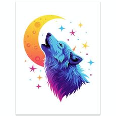 Moon Wolf senza cornice EPSON Inkjet 320g tela decorativa stampata su richiesta, dimensioni: 13x18cm