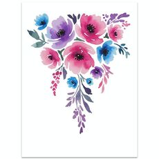 Stampa su tela decorativa EPSON Inkjet 320g senza cornice con fiori ad acquerello, su richiesta, dimensioni: 13x18 cm