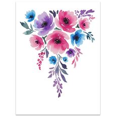 Stampa su tela decorativa EPSON Inkjet 320g senza cornice con fiori ad acquerello, su richiesta, dimensioni: 15x20 cm