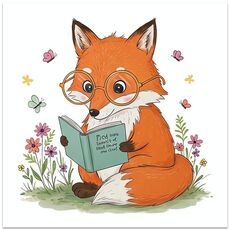 Reading Fox Stampa decorativa su tela senza cornice EPSON Inkjet 320g su richiesta, dimensioni: 30x30cm