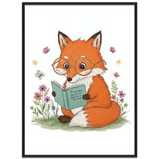 Dipinto decorativo Reading Fox con cornice PS Stampa su richiesta, dimensioni: 15x20 cm