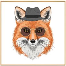 Dipinto decorativo Gentleman Fox con cornice in lega di alluminio, stampa su richiesta, dimensioni: 70x70 cm