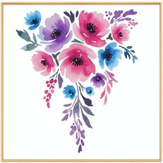 Dipinto decorativo con fiori ad acquerello con cornice in lega di alluminio, stampa su richiesta, dimensioni: 60x60 cm