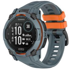 Per Garmin Instinct 3 AMOLED / Solar 45mm Cinturino da polso traspirante in silicone (blu crepuscolo arancione)