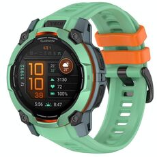 Per Garmin Instinct 3 AMOLED / Solar 50mm Cinturino da polso traspirante in silicone (verde foresta pluviale arancione)