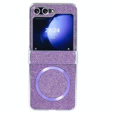Per Samsung Galaxy Z Flip6 Glitter Powder MagSafe Custodia magnetica pieghevole per telefono (viola)