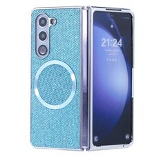 Per Samsung Galaxy Z Fold6 Custodia per telefono pieghevole magnetica MagSafe Glitter Powder (blu)