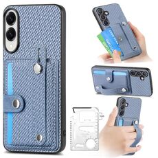 Per Samsung Galaxy S25 Edge 5G Custodia per telefono con cinturino e cavalletto con coltello per attrezzi (blu)