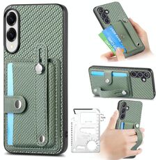 Per Samsung Galaxy S25 Edge 5G Custodia per telefono con cinturino e cavalletto con coltello per attrezzi (verde)