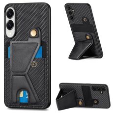 Per Samsung Galaxy S25 Edge 5G Custodia per telefono con supporto a forma di K in fibra di carbonio (nero)