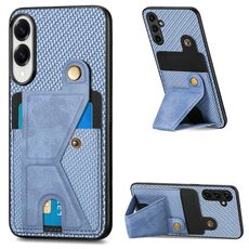 Per Samsung Galaxy S25 Edge 5G Custodia per telefono con supporto a forma di K in fibra di carbonio (blu)