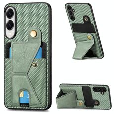 Per Samsung Galaxy S25 Edge 5G Custodia per telefono con supporto a forma di K in fibra di carbonio (verde)