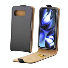 Per Googlo Pixel 9a Custodia in pelle con cerniera verticale e slot per schede (nero)