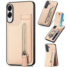 Per Samsung Galaxy S25 Edge 5G Custodia per telefono con cerniera a ribalta verticale in fibra di carbonio (cachi)