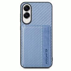 Per Samsung Galaxy S25 Edge 5G Custodia per telefono con portafoglio magnetico in fibra di carbonio e blocco RFID (blu)