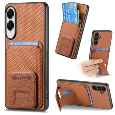 Per Samsung Galaxy S25 Edge 5G Custodia per telefono pieghevole in fibra di carbonio (marrone)