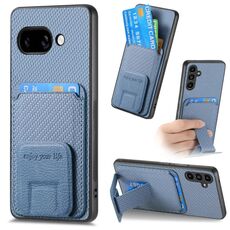 Per Google Pixel 9a Custodia per telefono pieghevole con supporto in fibra di carbonio (blu)