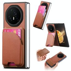 Custodia per telefono con retro magnetico in pelle e tessuto Twill per Honor Magic V3 (marrone)