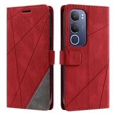 Per vivo Y19s Custodia in pelle con cuciture Skin Feel (rosso)