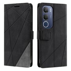 Per vivo Y19s Custodia in pelle con cuciture Skin Feel (nero)