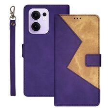 Per OPPO Reno13 F 5G idewei Custodia per telefono in pelle con cuciture bicolore (viola)