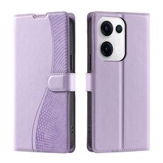 Per OPPO Reno13 5G Voltage Custodia per telefono in pelle ultra sottile a pois (viola)