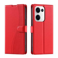 Per OPPO Reno13 5G Voltage Custodia per telefono in pelle ultra sottile a pois (rosso)
