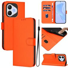 Custodia in pelle tinta unita per Honor 400 Lite con cordino (arancione)