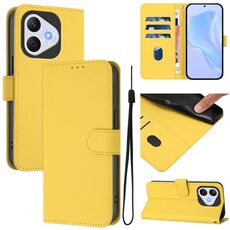 Custodia in pelle tinta unita per Honor 400 Lite con cordino (giallo limone)
