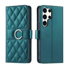 Per Samsung Galaxy S25 Ultra 5G Custodia per telefono in pelle con fibbia ad anello rombica (verde)