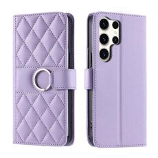 Per Samsung Galaxy S25 Ultra 5G Custodia per telefono in pelle con fibbia ad anello rombica (viola)