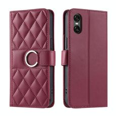 Per Sony Xperia 5 V Ring Buckle Rhombic Custodia in pelle per telefono (rosso)