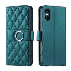 Per Sony Xperia 5 V Ring Buckle Rhombic Custodia in pelle per telefono (verde)