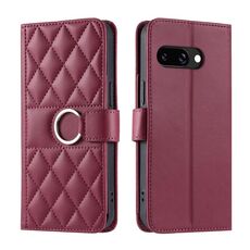 Per Google Pixel 9a Custodia per telefono in pelle con fibbia ad anello rombica (rosso)