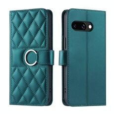 Per Google Pixel 9a Custodia per telefono in pelle con fibbia ad anello rombica (verde)