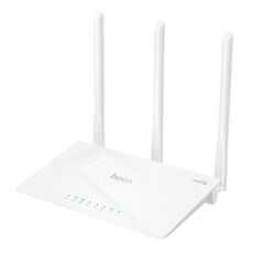 hoco HI30 2.4G Tre Antenne WiFi 4 Router Wireless, Spina: Spina UE (Bianco)