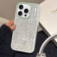 Per iPhone 16 Pro Glitter Corrugated PC Hybrid TPU Custodia per telefono (verde)