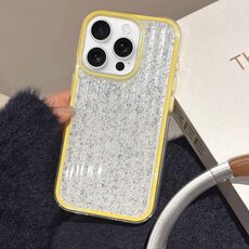 Per iPhone 16 Pro Custodia per telefono in TPU ibrido PC ondulato glitterato (giallo)