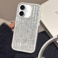 Per iPhone 16 Plus Custodia per telefono TPU ibrida in PC ondulato glitterato (bianco)