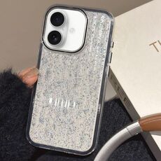 Per iPhone 16 Plus Custodia per telefono TPU ibrida in PC ondulato glitterato (nero)