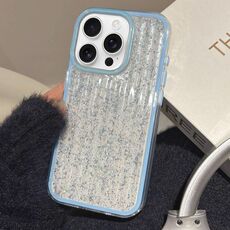 Per iPhone 15 Pro Max Custodia per telefono in TPU ibrido PC ondulato glitterato (blu)