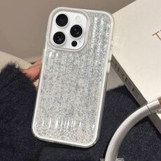 Per iPhone 15 Pro Max Custodia per telefono in TPU ibrido PC ondulato glitterato (bianco)